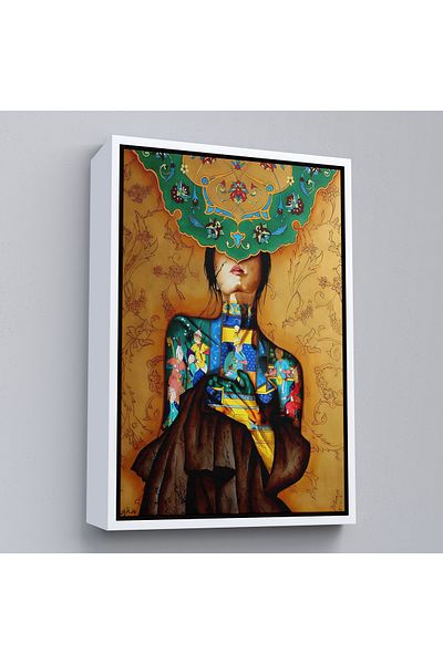 Harita Sepeti Ukrainian Themed Decorative Wall Painting with White Frame