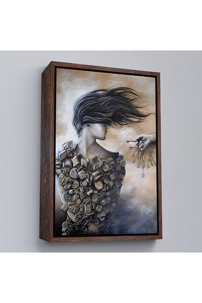 Harita Sepeti Woman in White Frame Locks Painting Wall Art