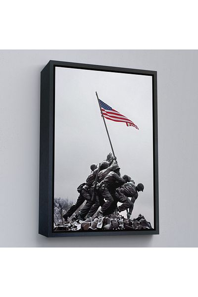 Harita Sepeti Pictură decorativă de perete cu steagul Americii cu cadru auriu