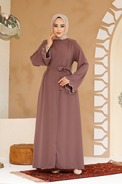 Neva Style Belted Dusty Rose Hijab Ferace 29125Gk