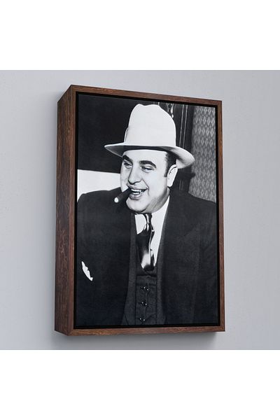Harita Sepeti Αφίσα φωτογραφίας Celebrity Sabika με καφέ πλαίσιο, Famous Mafia Boss, ζωγραφική σε καμβά του Al Capone