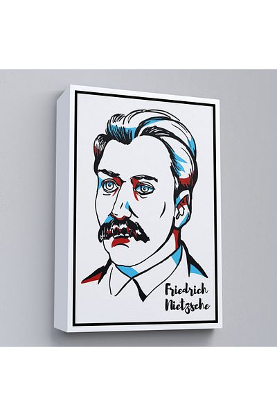 Harita Sepeti Tablou decorativ pe pânză Friedrich Nietzsche cu cadru alb