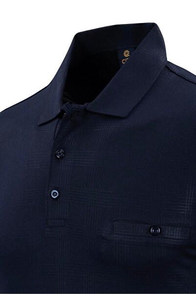 Çizgi Triko Ανδρικό μπλουζάκι Polo Neck Classic Fit με τσέπη - 5107