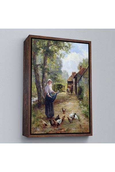 Harita Sepeti Pictură de perete Femeie Rustică Rusă și Puii cu cadru alb