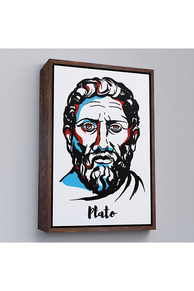 Harita Sepeti Tablou decorativ pe pânză Plato cu cadru alb