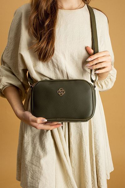 Pembe Potin Women's Khaki Compartment Zippered Adjustable Cross Strap Stylish Women's Shoulder Bag