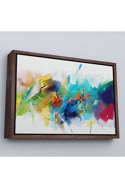 Harita Sepeti Oil Painting with White Frame Abstract Brush Strokes Look Decorative Canvas Wall Painting