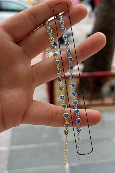 Erer Gümüş Gümüş mavi taşlı kalpli bileklik cm41e21s