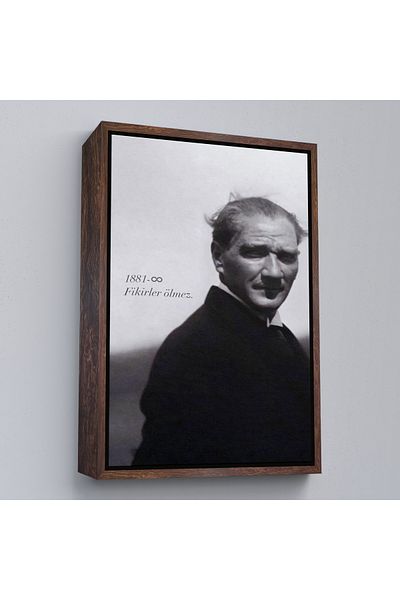Harita Sepeti Pictură portret Ataturk cu cadru alb Mustafa Kemal Ataturk Pictură decorativă pe pânză dreptunghiulară