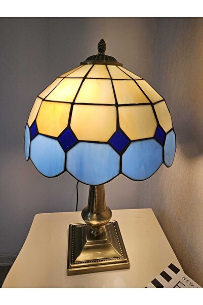 Genel Markalar El Yapımı Eskitme Vitray Retro Barok Abajur Masa Lambası Oturma ve Yatak Odası