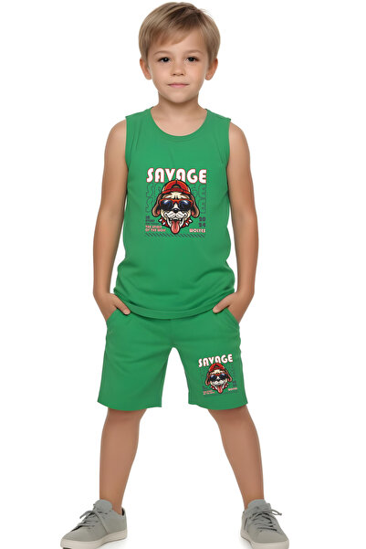 FYK COLLECTİON Set de sus și de jos pentru băieți cu imprimeu Savage Wolyes