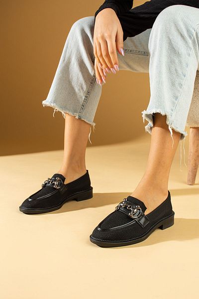 Pembe Potin Γυναικεία μαύρα loafer μοκασίνια casual πόρπη καθημερινά άνετα παπούτσια σόλας