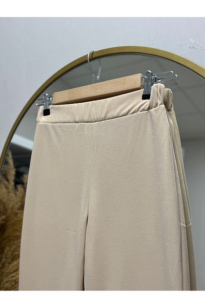 Ebrar Store Ceyda Spanish Leg Skuba Trousers-Mt1448 Stone