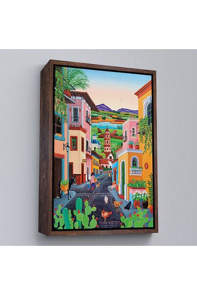 Harita Sepeti Pictură de perete Ortacağ Mexican Village cu cadru alb