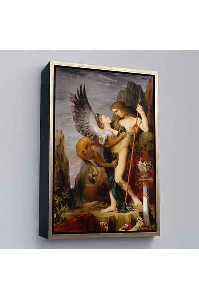 Harita Sepeti Οιδίπος και η Σφίγγα με χρυσό πλαίσιο Gustave Moreau Ζωγραφική τοίχων