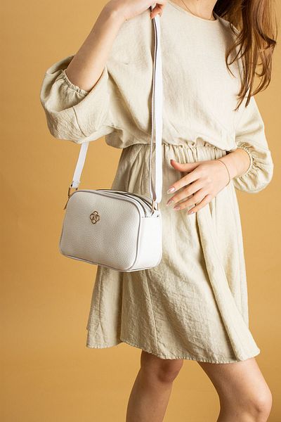 Pembe Potin Women's White Compartment Zippered Adjustable Cross Strap Stylish Women's Shoulder Bag