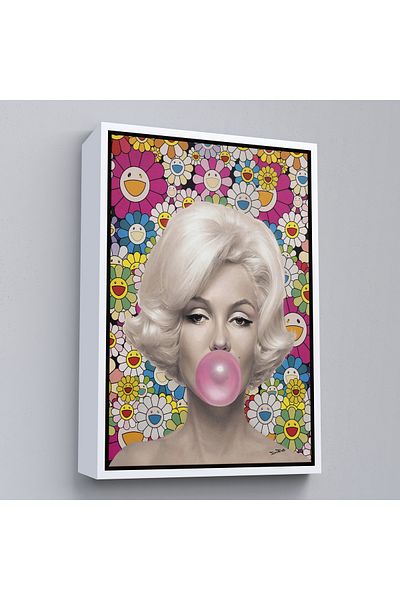 Harita Sepeti Pictură murală cu balon roz Marilyn Monroe cu cadru alb