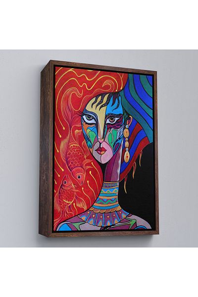 Harita Sepeti Portret de femeie elegantă cu cadru alb Pictură decorativă pe pânză