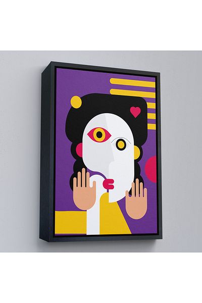 Harita Sepeti Pictură de femeie asiatică iconică Pop Art cu cadru auriu