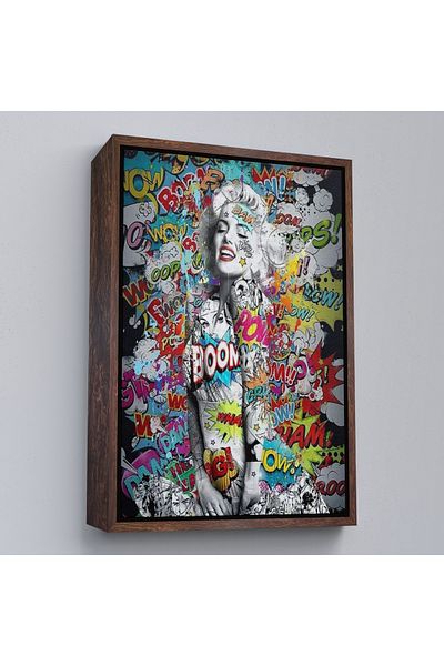 Harita Sepeti Graffiti în cadru alb Marilyn Monroe, pictură pe pânză Marilyn Monroe colorată