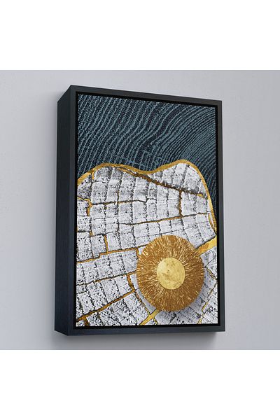 Harita Sepeti Pictură abstractă modernă cu detaliu auriu cu cadru auriu