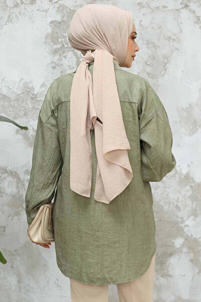 Neva Style Düğmeli Haki Tesettür Tunik 10113HK