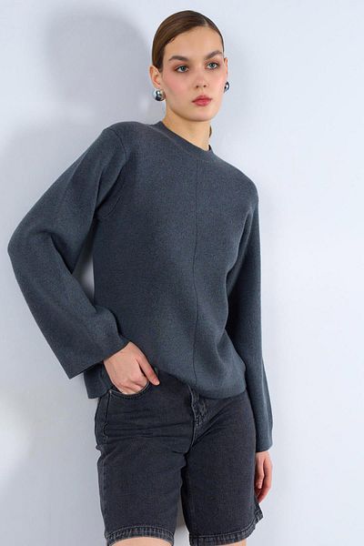 TENA Pulover de damă, afumat, cu decolteu, cu model, tricotaj
