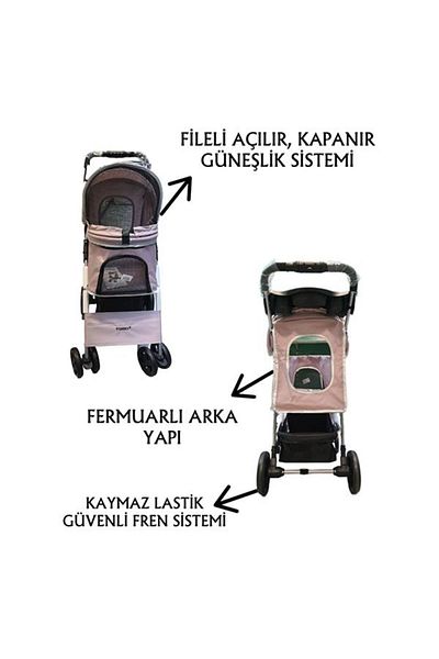 Tommy Pink Pet Stroller 78X46X99,54Cm, Leads 15 kg
