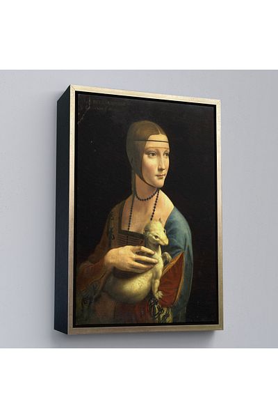 Harita Sepeti Ermine în cadru de aur Leonardo Da Vinci's The Lady with the Fan Art Canvas Print / The Lady with the Bangs
