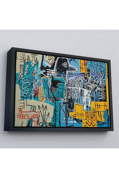 Harita Sepeti Tablou pe pânză Jean Michel Basquiat Blue Bird cu cadru auriu
