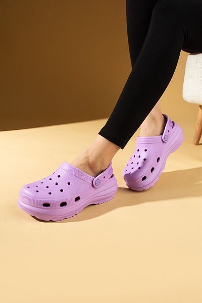 Pembe Potin Lilac Eva Γυναικεία Σανδάλια - Άνετα Παντόφλες Θάλασσας, Παραλίας, για Γιατρό και Νοσοκόμα
