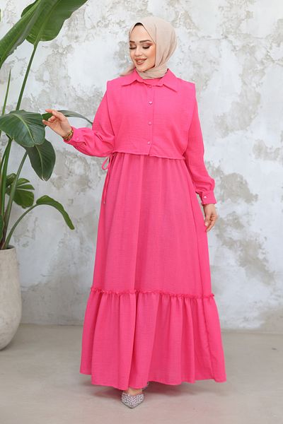 Neva Style Fuchsia Hijab Dress 30023F