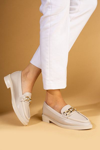 Pembe Potin Μπεζ Γυναικεία Loafer - Άνετα Παπούτσια Casual με Πόρπη