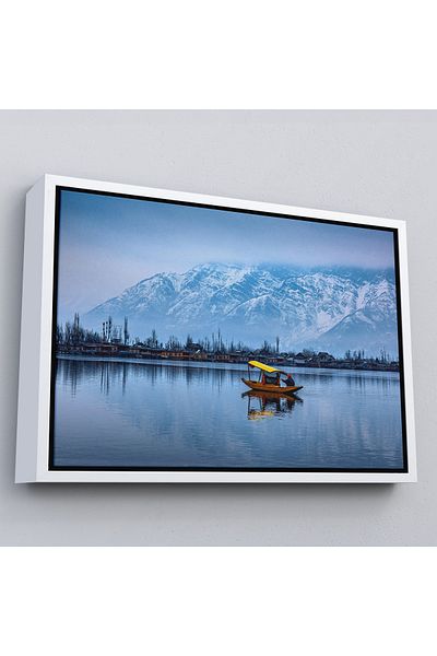 Harita Sepeti India Srinagar Dal Lake Pictură peisaj de iarnă cu cadru alb