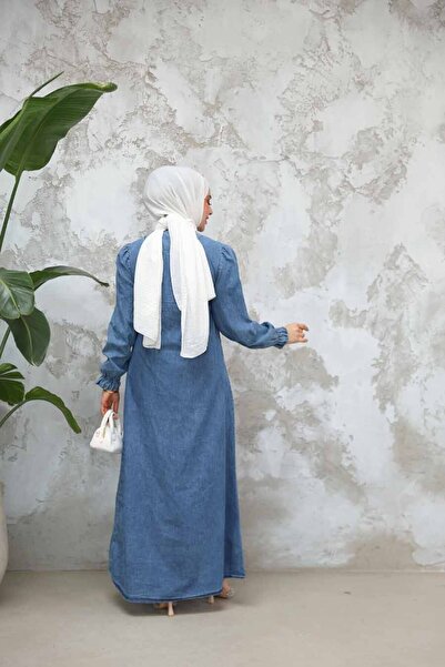 Neva Style Μπλε Hijab Jeans - Φόρεμα 19144M