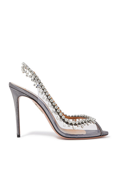 Aquazzura Lüks Kristal Taşlı 105mm Topuklu Sandalet