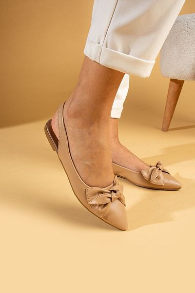 Pembe Potin Dámské ploché matice luk Detailní lehká pohodlná podrážka Stylové boty pro volný čas