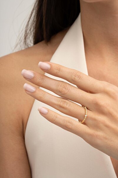 Sümer Telkari Taşlı Toplu Altın Kaplama Gümüş Ince Yüzük 5954