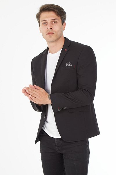 SPOSO Men's Light Black Slim Fit Blazer Jacket