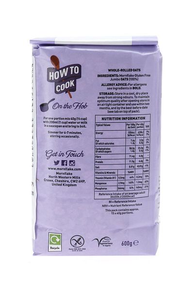 Mornflake Gluten Free Jumbo Oats 600g
