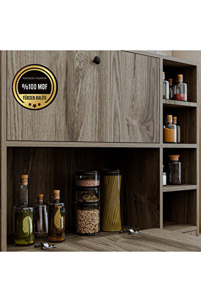 DEKORFİM DF14101BR MDF Kahve Köşesi Kiler Dolabı Çok Amaçlı Dolap Mutfak Dolabı