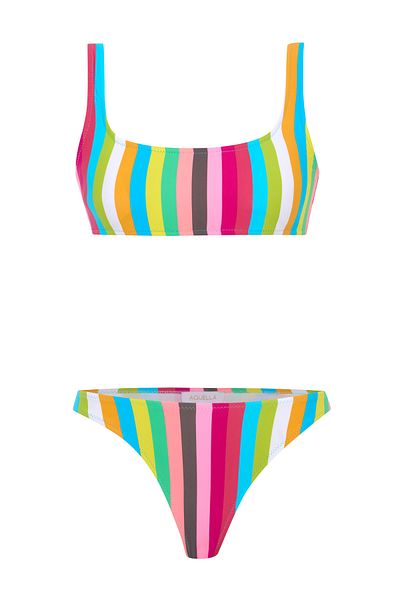 AQUELLA Colorful Striped Bustier Bikini Set