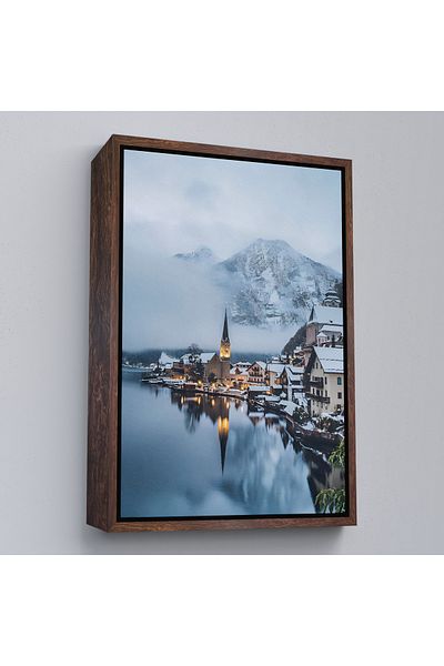 Harita Sepeti Pictură murală peisaj austriac Hallstatt cu cadru alb
