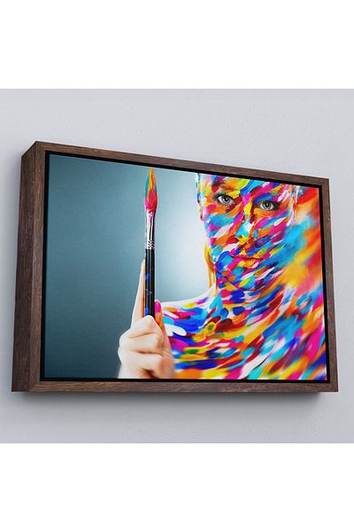 Harita Sepeti Pictură de perete decorativă pe pânză pentru femeie artistă cu cadru alb