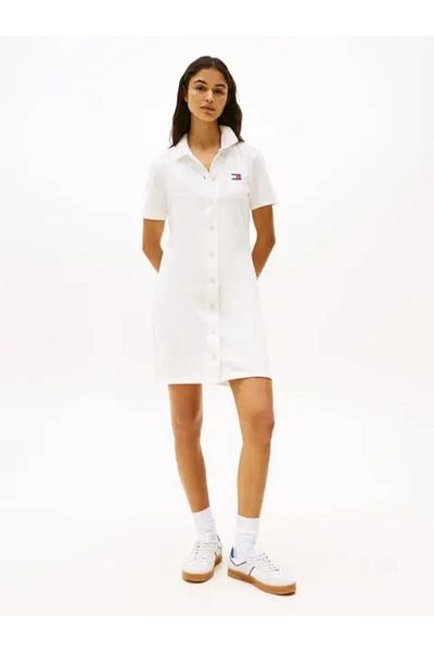Tommy Hilfiger Dámské bílé polo šaty Tommy jeans