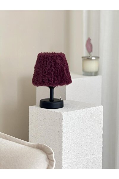 Maison Avf Peluş Mürdüm Kablosuz Masa Lambası - Alt Siyah