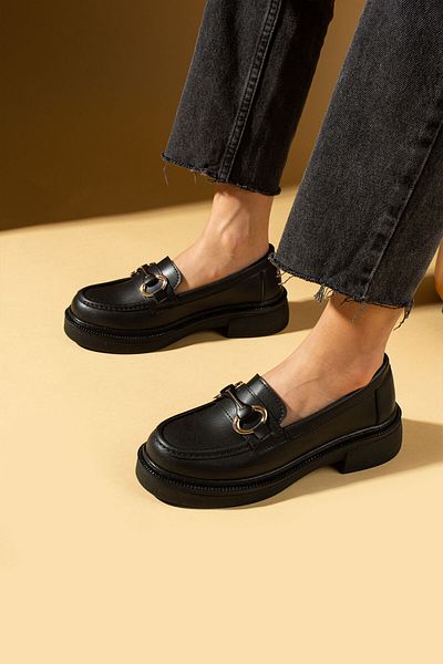 Pembe Potin Γυναικεία μαύρα loafer μοκασίνια casual πόρπη καθημερινά άνετα παπούτσια σόλας
