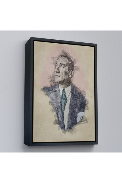 Harita Sepeti Crni uokviren portret Mustafe Kemala Ataturka u olovkom, dekora...