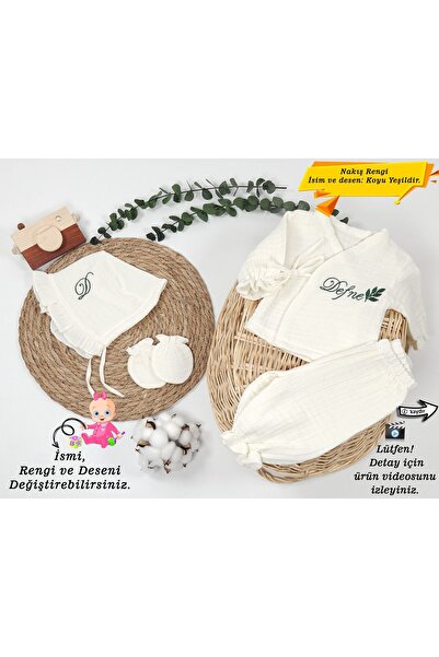 gros shop Yeni Doğan %100Pamuk Organik 4Katlı Müslin Kumaş 4lü Bağcıklı Tulum...