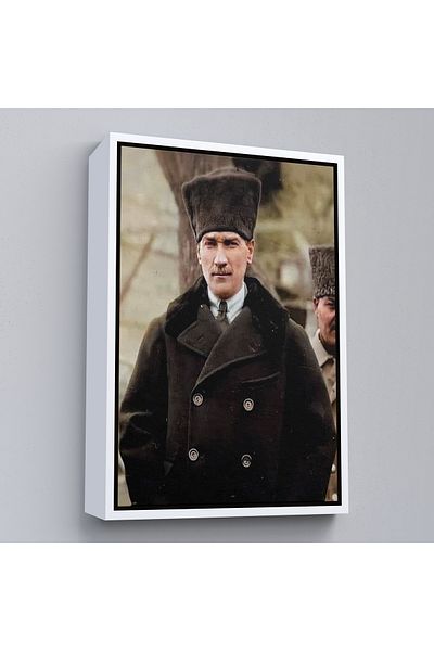 Harita Sepeti Pictură portret Ataturk cu cadru alb Mustafa Kemal Ataturk Pictură decorativă pe pânză dreptunghiulară